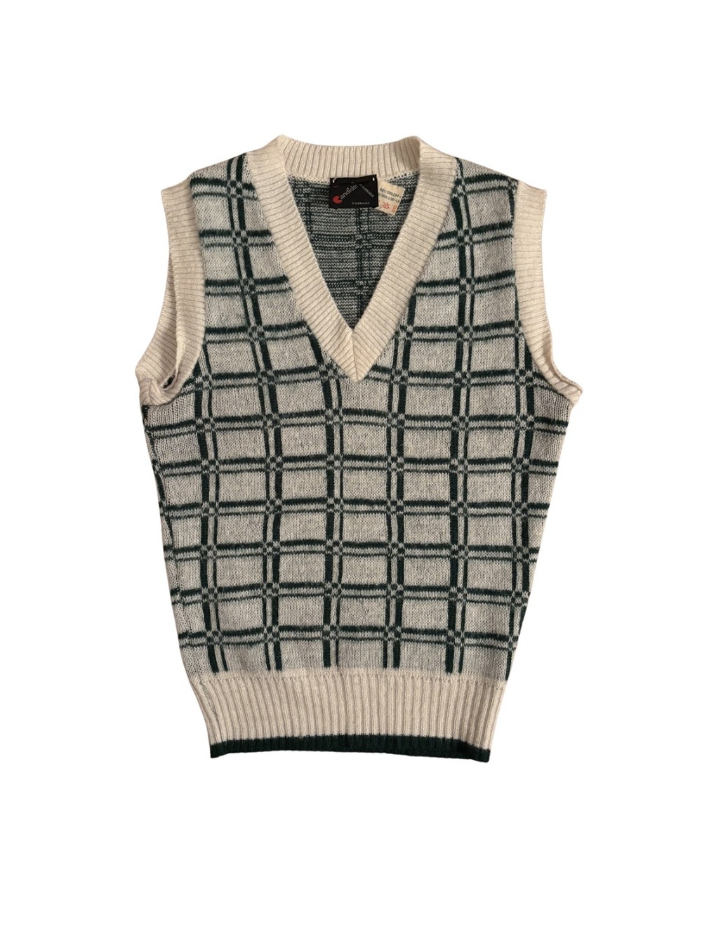 Candide Vintage 1970’s Classic Plaid V-Neck Mohair Vest